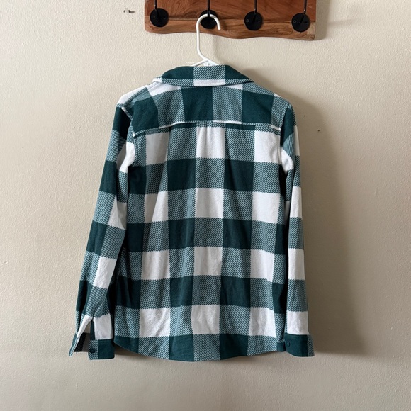 Eddie Bauer Flannel Fleece Shirt Jacket Green White Plaid Gorpcore size M - Picture 2 of 6